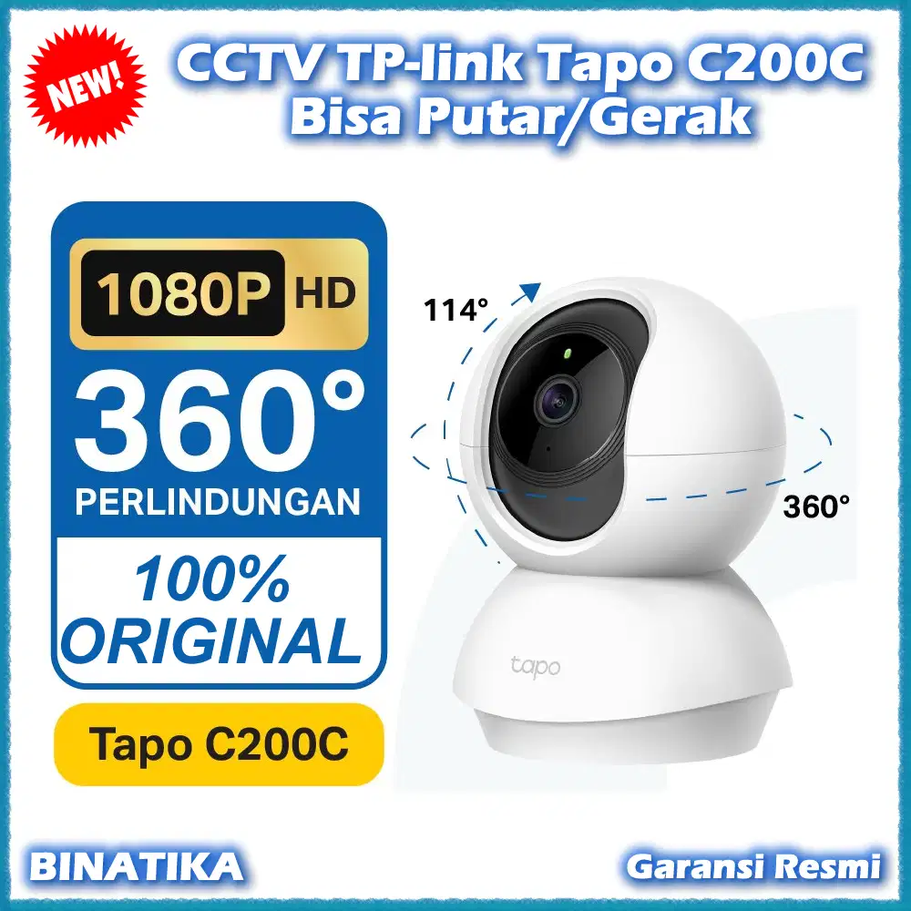 CCTV TP-Link TAPO C200C Kamera CCTV WiFi Model Putar Original Resmi