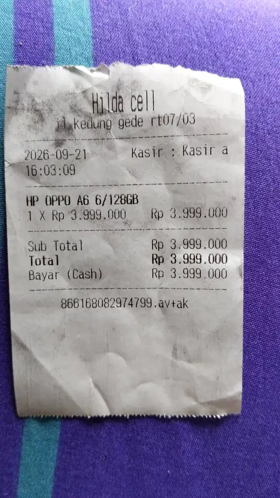 Hp Oppo A6 KONDISI HP MULUS PEMAKAIAN 1 BULAN