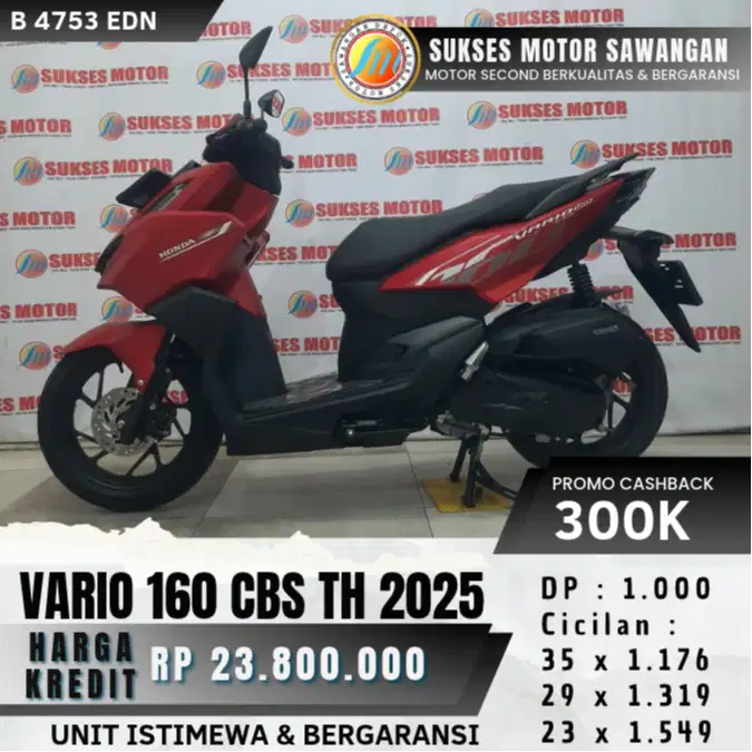 CASH KREDIT HONDA VARIO 160 CBS TH 2025 MERAH UNIT MULUS BERGARANSI