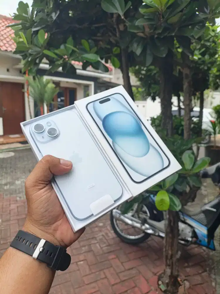 Open box saja iphone 15 blue 128gb
