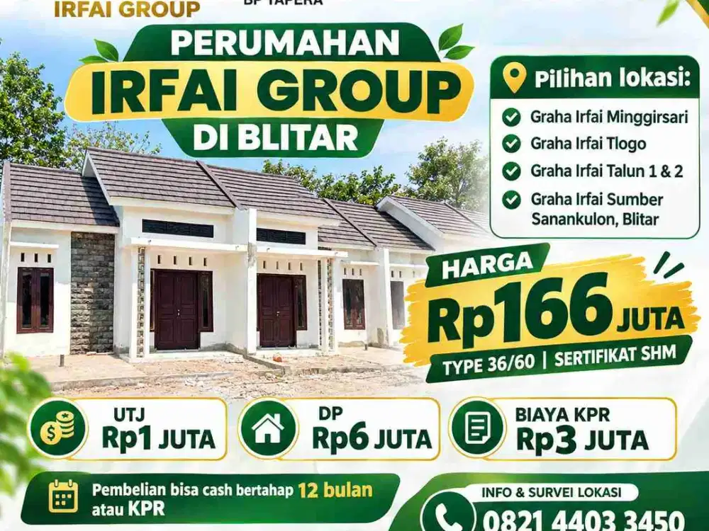 dijual Rumah Subsidi Irfai Group Blitar