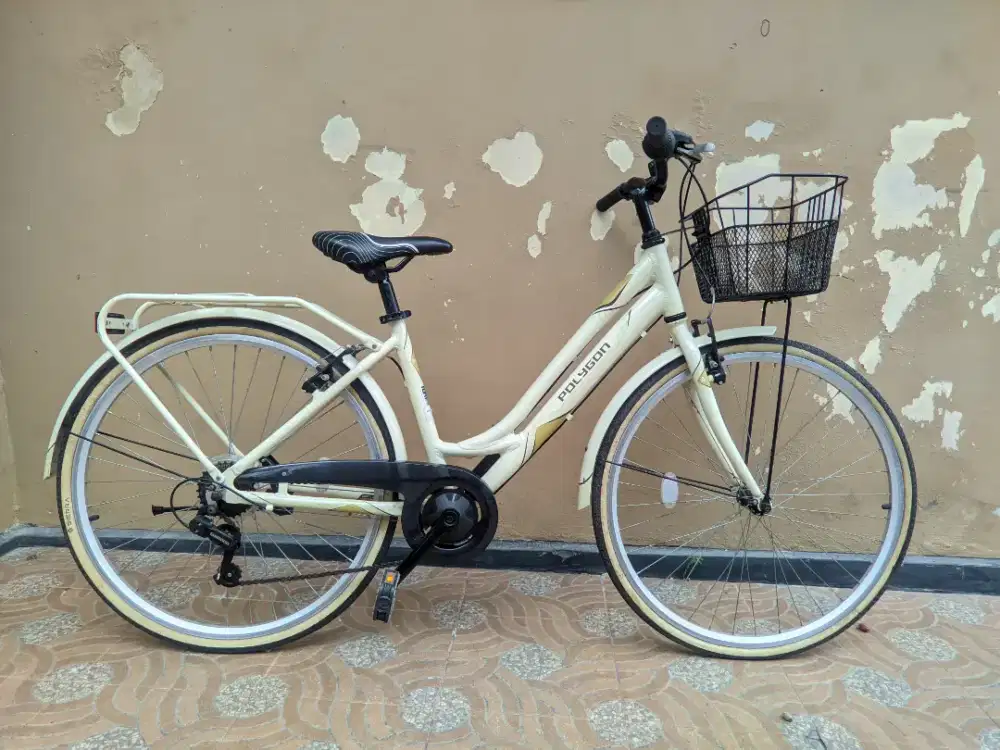 sepeda keranjang Polygon sierra lite cream original