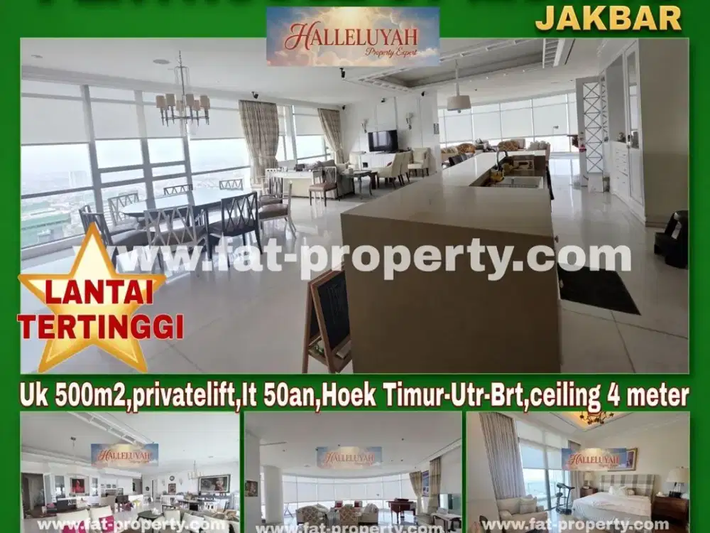 SUPER KEREN!Dijual penthouse ST MORITZ 500m2(6BR+1),Privatelift,ceiling 4.5 meter,hoek 3 muka,marmer