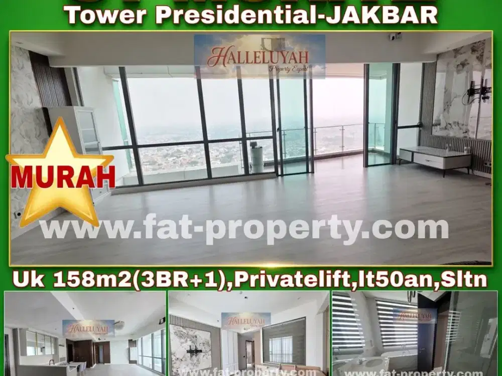 MURAH!Dijual Apt ST MORITZ Twr Presidential 158m2(3BR+1),View keren(Sltn),privatelift,semi furnished