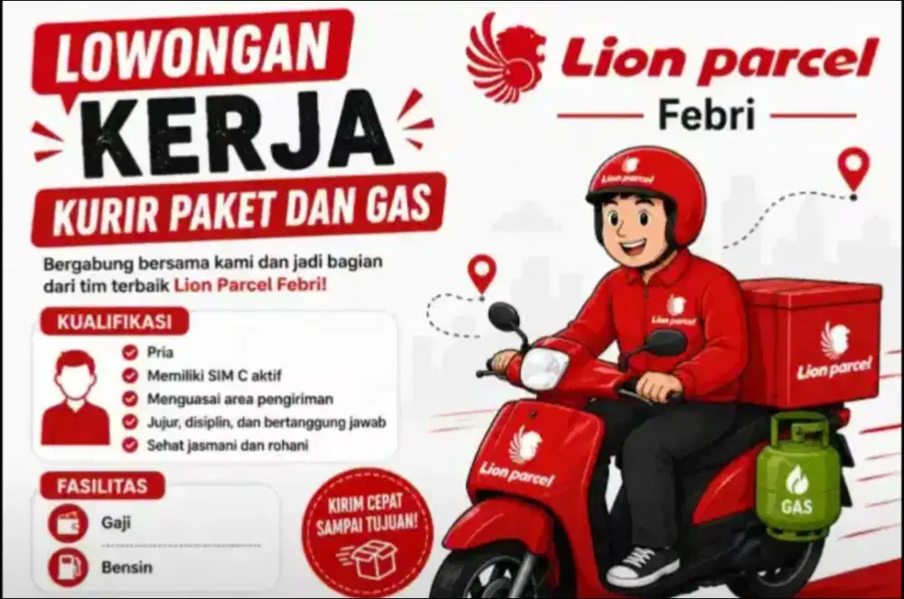 Dicari kurir paket lion parcel