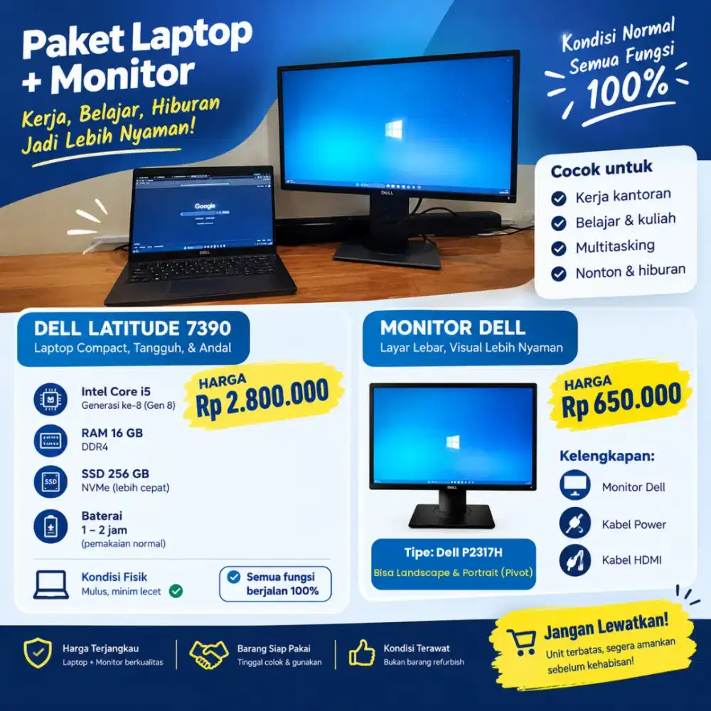 Laptop Dell Latitude 7390 i5 gen 8 16Gb Memory DDR4 256 Gb NVMe