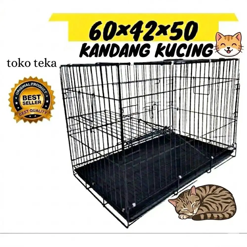 NEW Kandang Kucing Anjing Besi Lipat Murah Ukuran 60x40x50