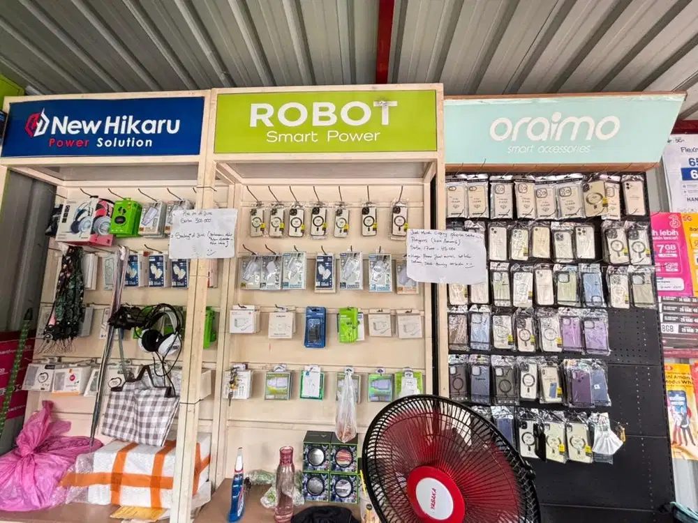 Jual murah rak aksesoris smartphone brand robot, oraimo, dan hikaru
