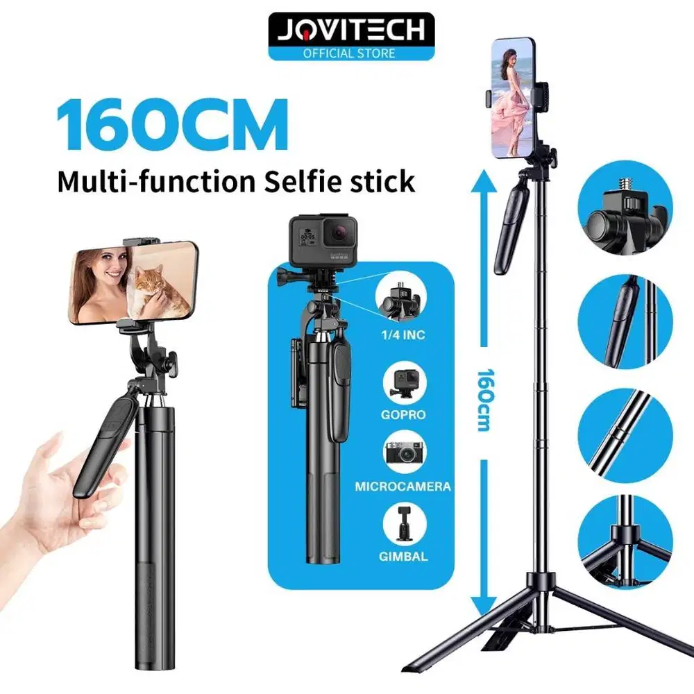 Jovitech A36 Tongsis Bluetooth Selfie Stick Tripod 160cm With Remote