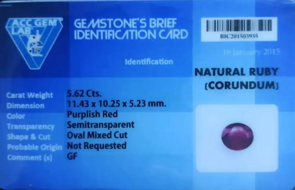 Natural Ruby Corondum 5,63 ct