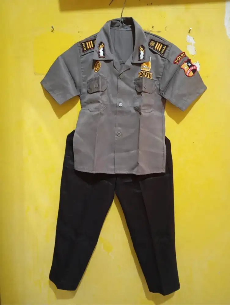 Baju Kostum Polisi Anak (Kemeja + Celana), Siap Pakai (NEGO TIPIS