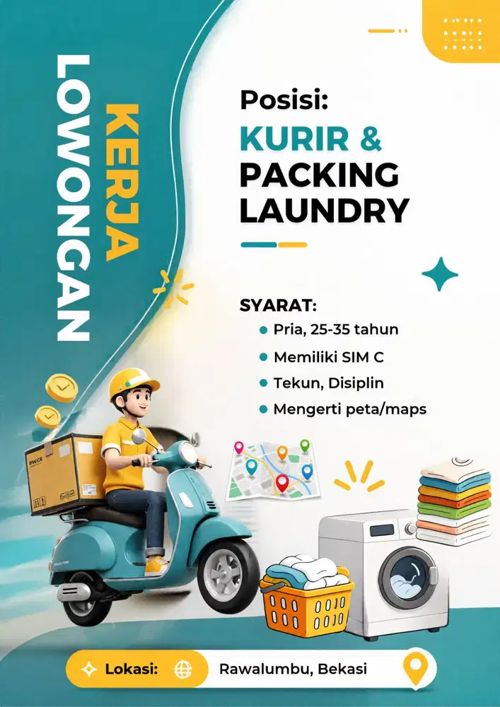 Dibutuhkan Kurir & Packing Laundry Bekasi