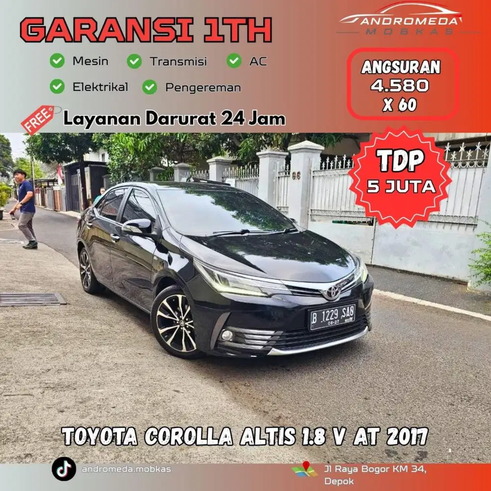 TDP TERMURAH 5 JT TOYOTA COROLLA ALTIS 1.8 V AT 2017 ISTIMEWA FULL SET
