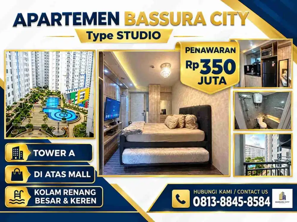 DIJUAL Cepat Studio Furnish Apik Di Atas Mall Apartemen Bassura City SHM