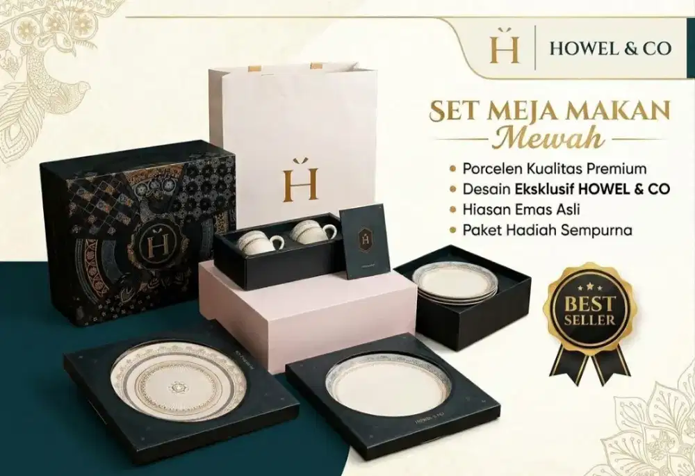 satu set perlengkapan makan mewah dari Howel & Co