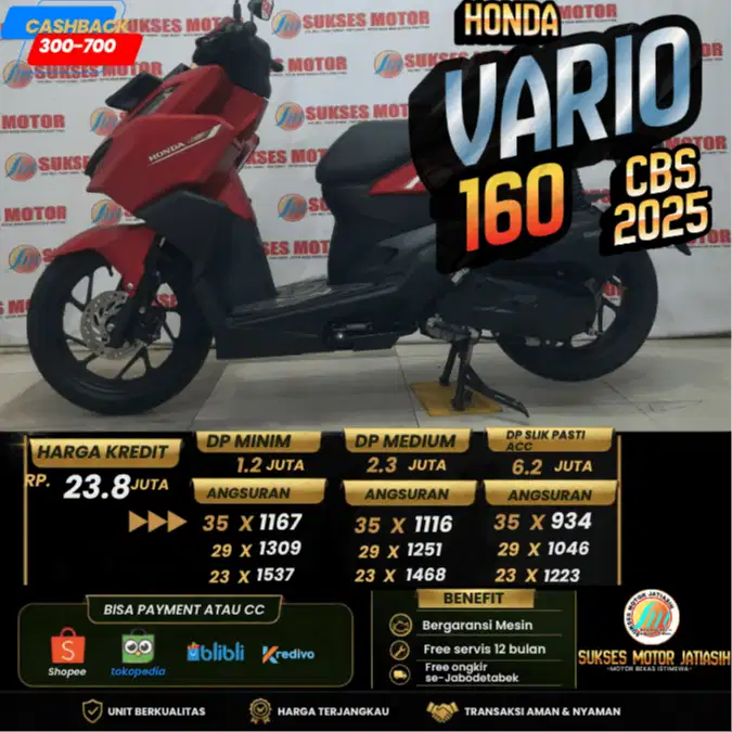 HONDA VARIO 160 CBS 2025 PLAT DEPOK BISA CASH DAN KREDIT ATAU PAYLATER