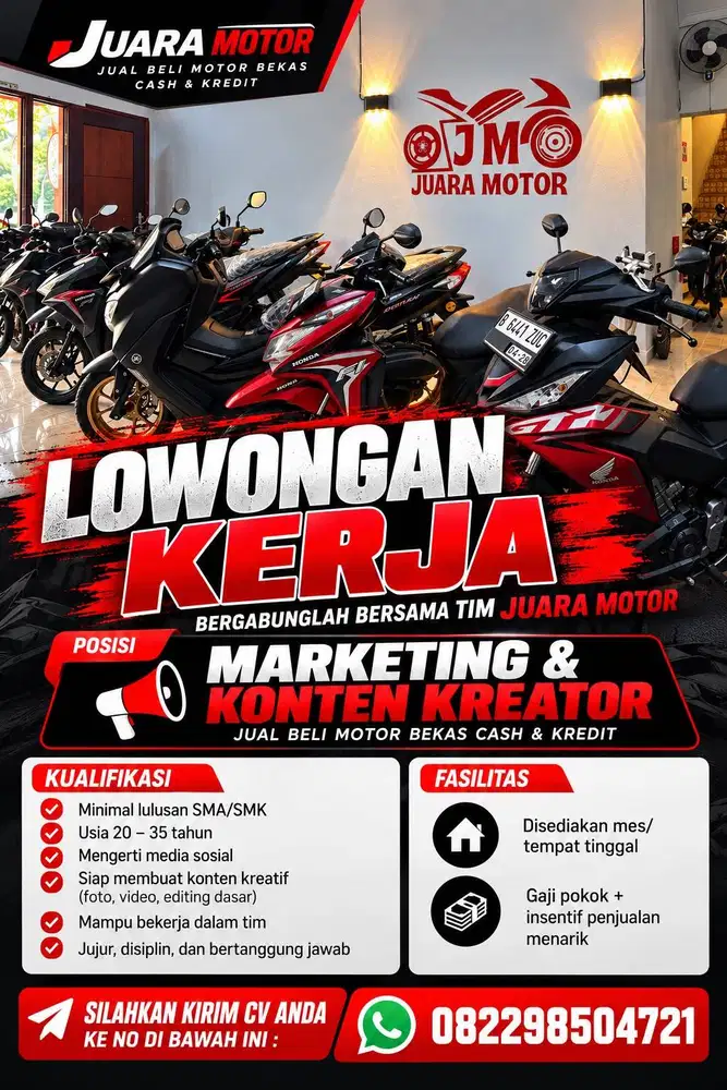 LOWONGAN KERJA SEBAGAI MARKETING PENJUALAN MOTOR