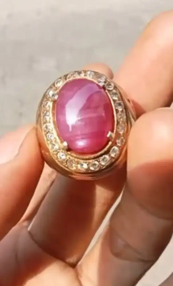 Ruby Ring Perak Tebal Mewah Size 8