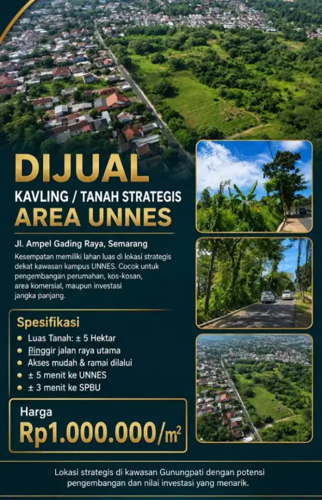 Kapling/KAVLING tanah perumahan MURAH AMPEL GADING jalan RAYA bu CEPAT
