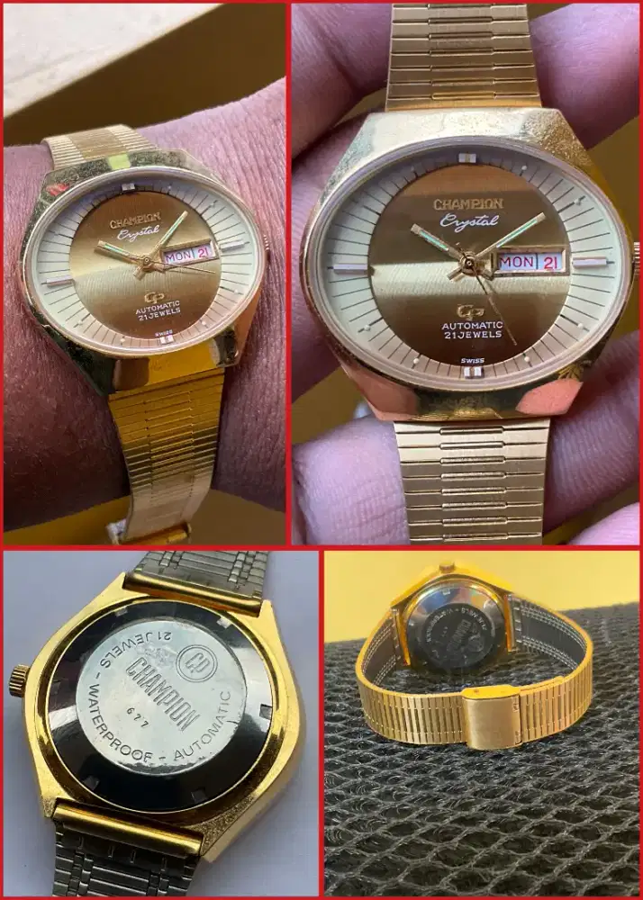 JAM KUNO SWISS CHAMPION CRYSTAL KONDISI SEPERTI BARU