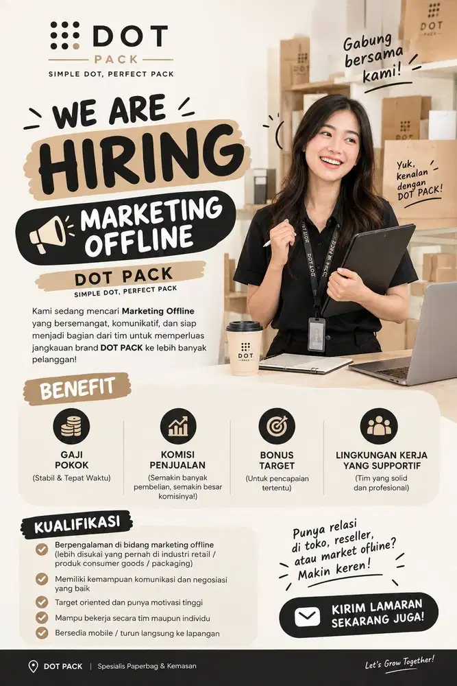 LOWONGAN KERJA MARKETING OFFLINE – DOT PACK