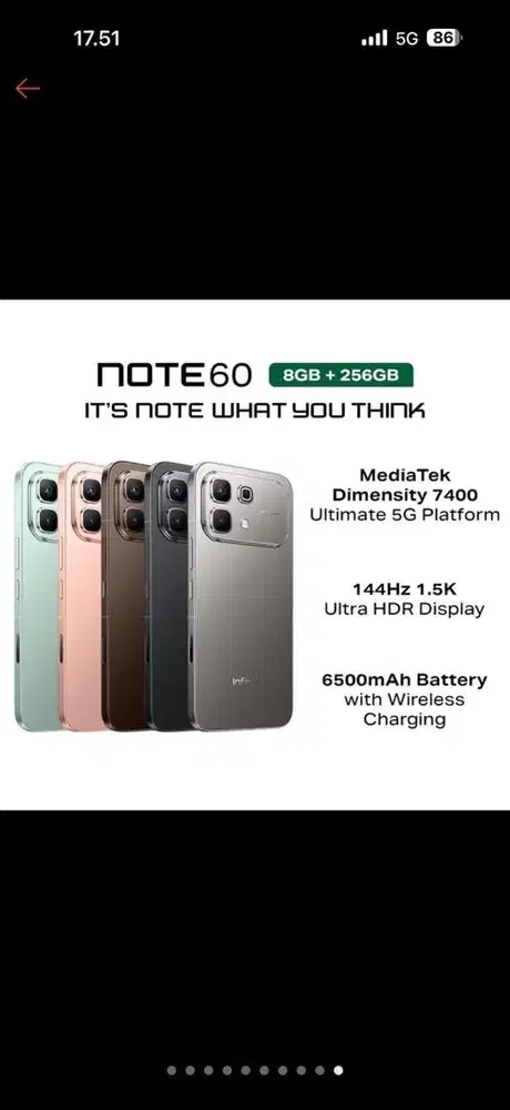 JUAL INFINIX NOTE 60 BARU NEW SEGEL NEGOIN AJA
