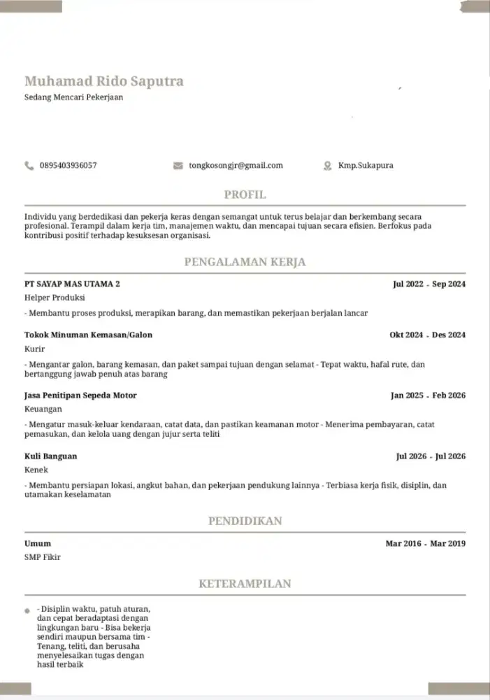 Sedang mencari pekerjaan