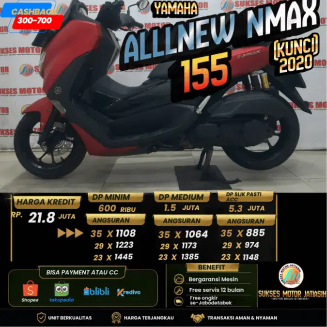 YAMAHA ALL NEW NMAX 155 2020(KUNCI) PLAT BEKASI KOTA BISA CASH&KREDIT