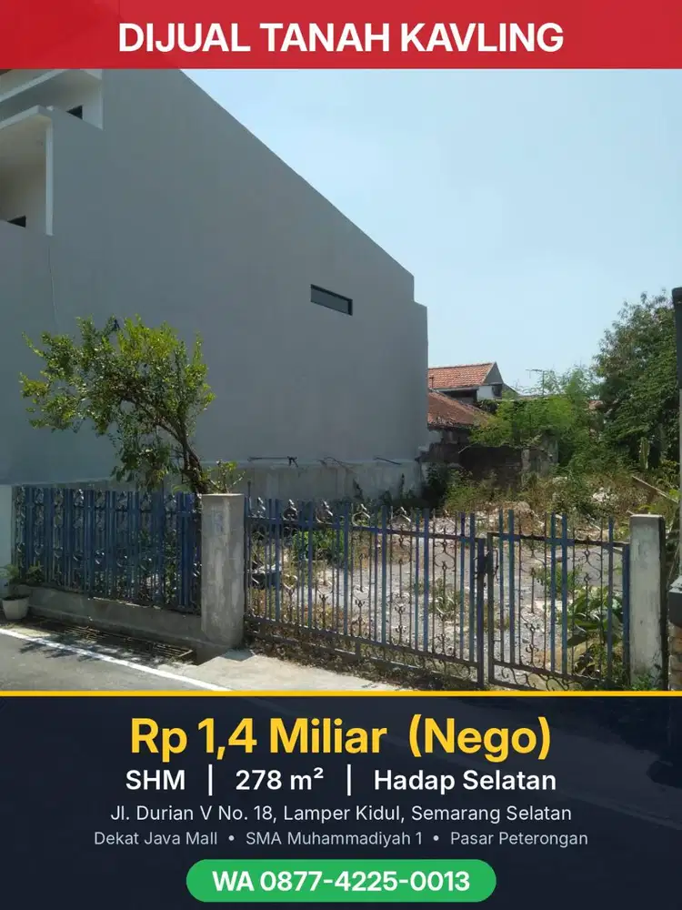 DIJUAL TANAH KAVLING STRATEGIS LAMPER KIDUL