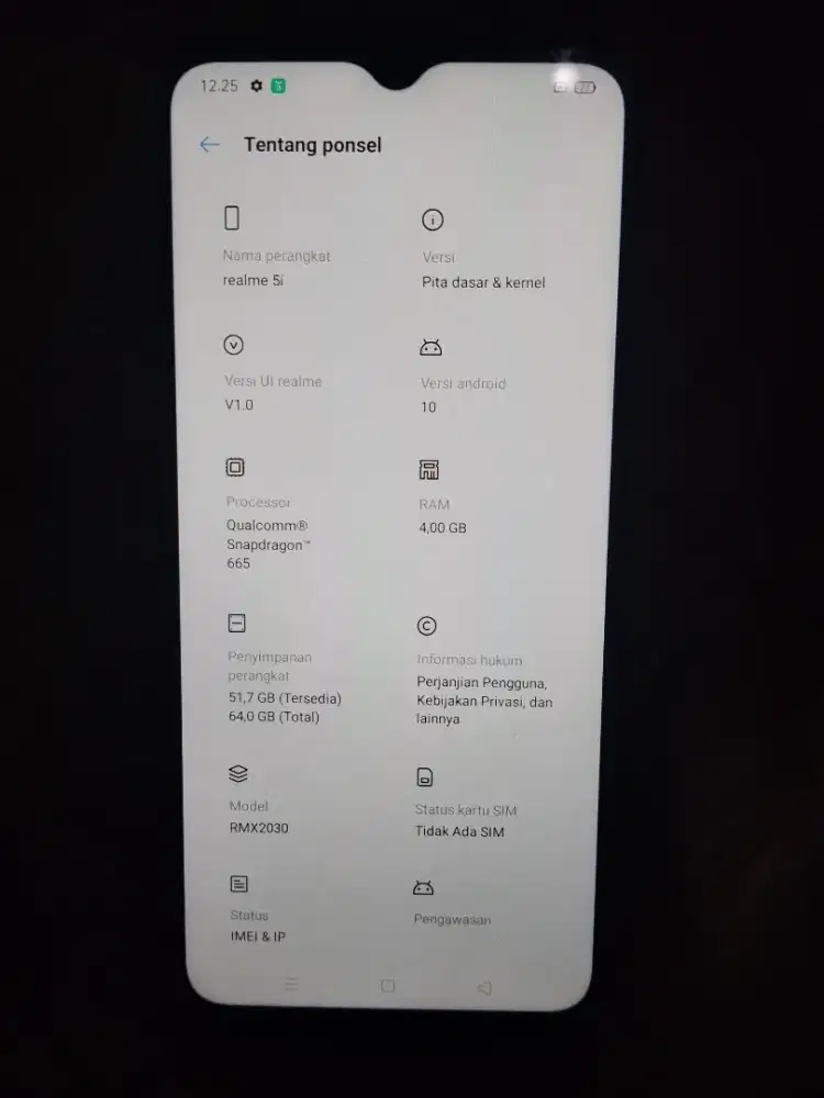 Realme 5i ram 4/64  no minus