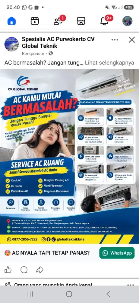 Jasa Service AC  Rumah di Purwokerto