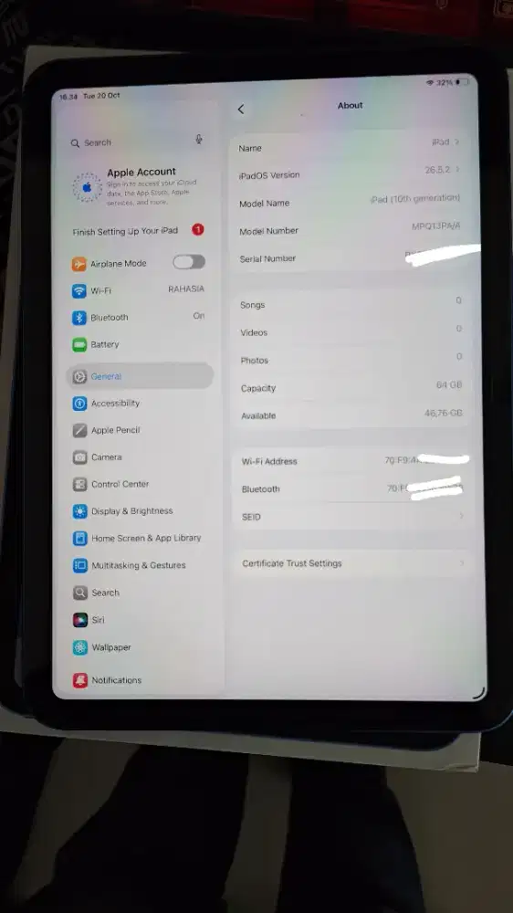 APPLE IPad Gen 10 64gb blue Wifi only