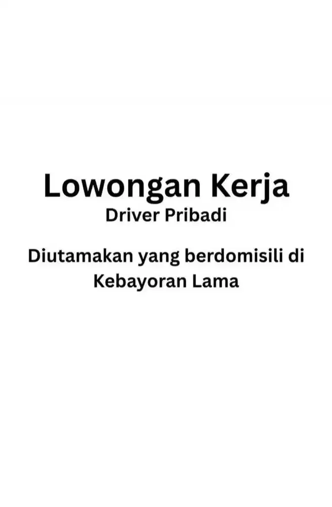 Dicari Driver Berpengalaman