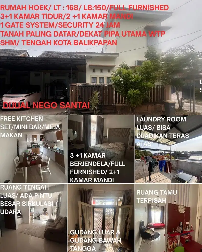RUMAH HOEK, FULL FURNISHED,SIRKULISA UDARA & CAHAYA SANGAT PROPER