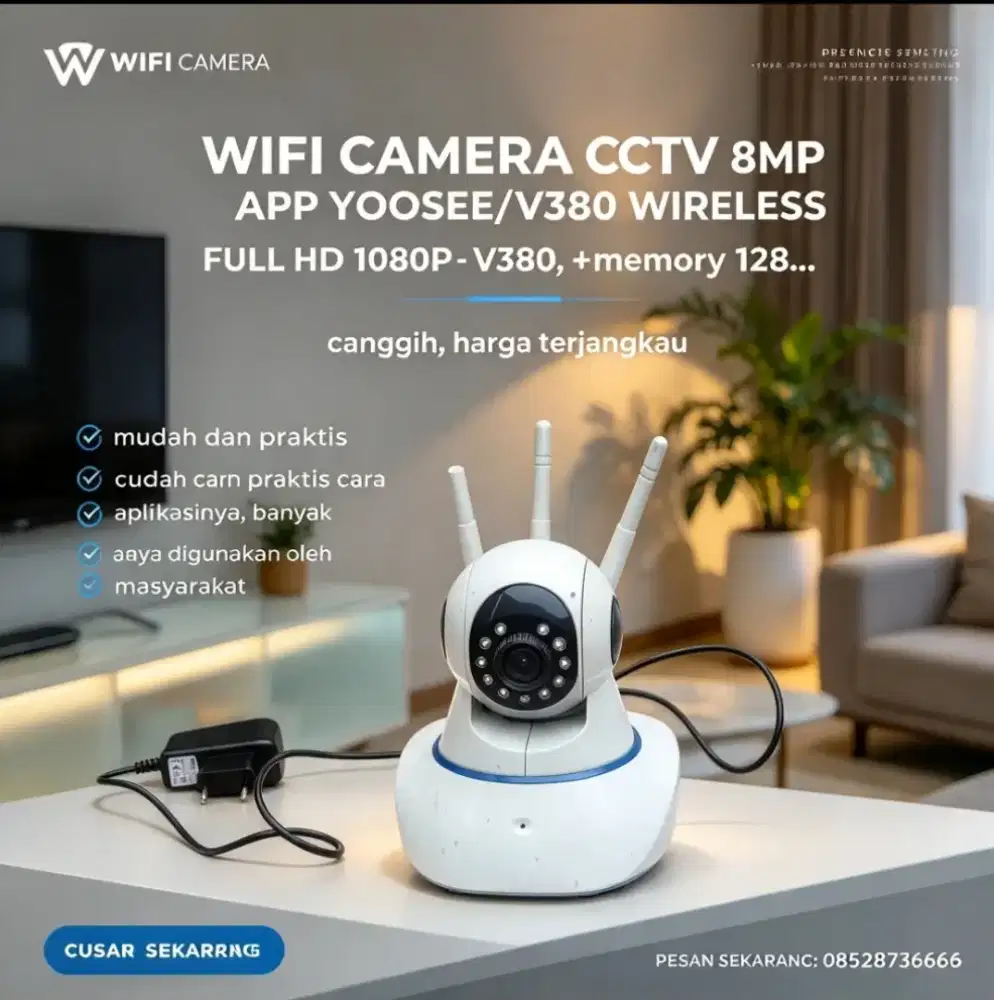 WIFI CAMERA CCTV 8MP APP YOOSEE/V380 WIRELESS FULL HD 1080P - V380