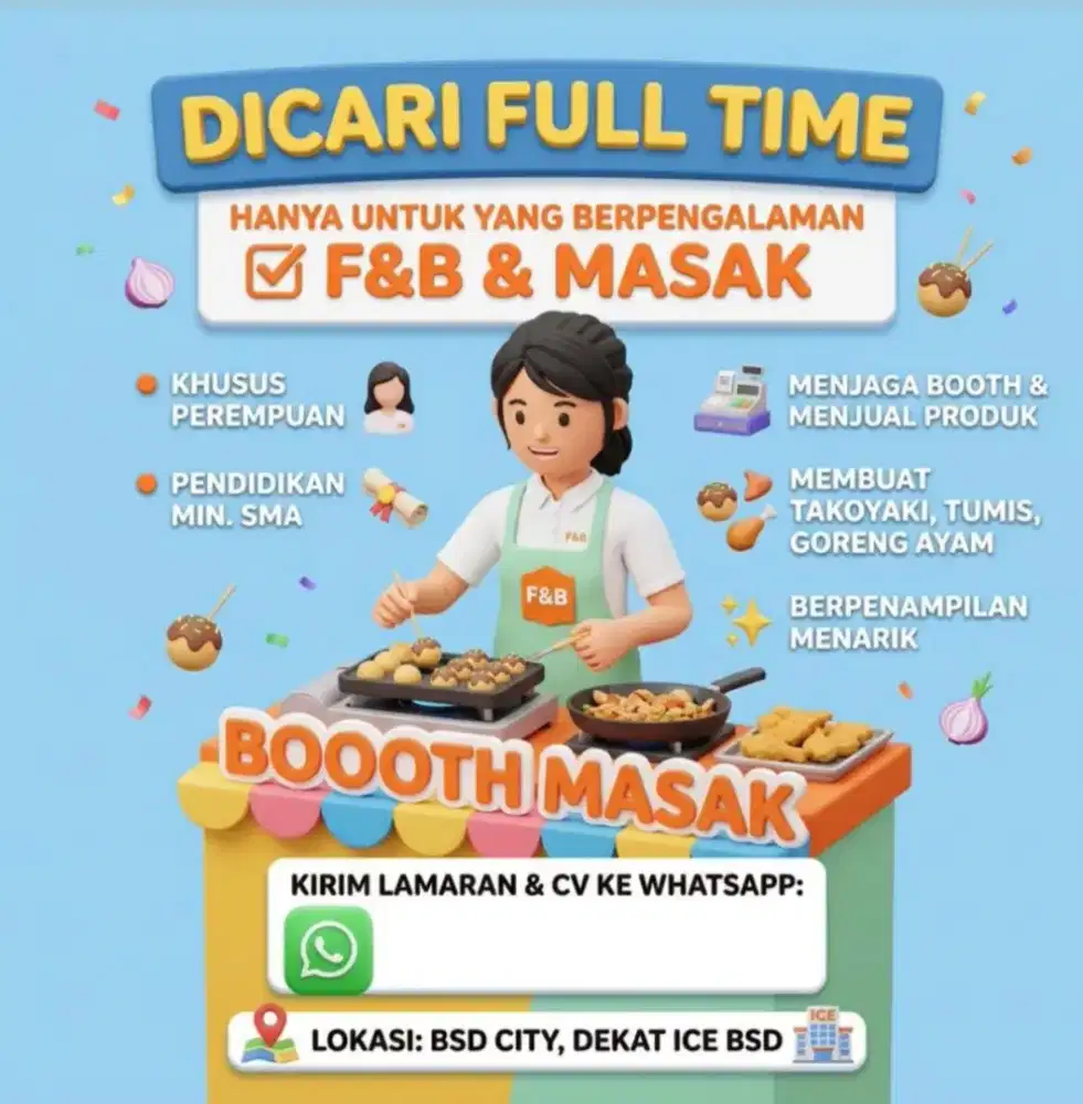 HANYA UNTUK YANG BERPENGALAMAN MASAK DI DUNIA KERJA