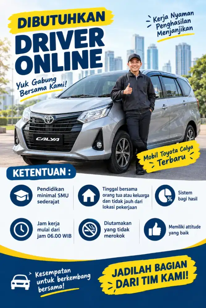 Butuh Driver Online! Penghasilan MENARIK