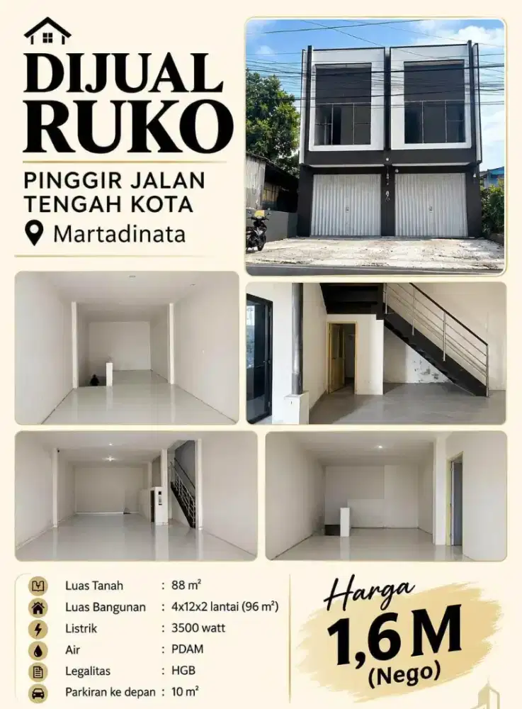 DiJUAL RUKO TENGAH KOTA 96m