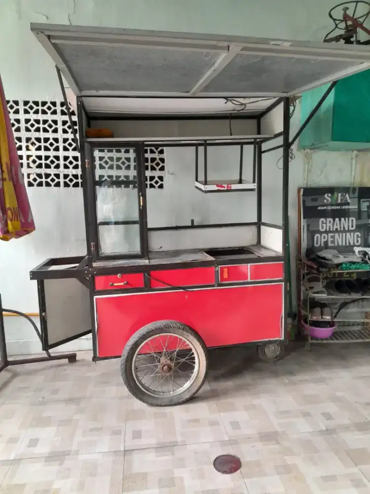 Gerobak Aluminium Kuliner Warna Merah