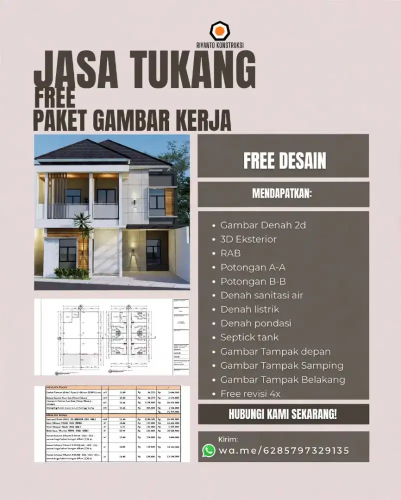 Bangun Rumah FREE Desain & FREE RAB - Riyanto Konstruksi