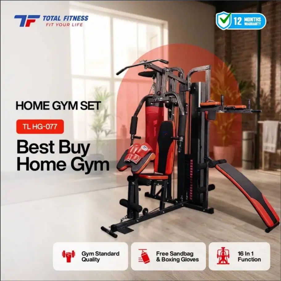 Home Gym 3 sisi plat 75kg lebih banyak fungsi