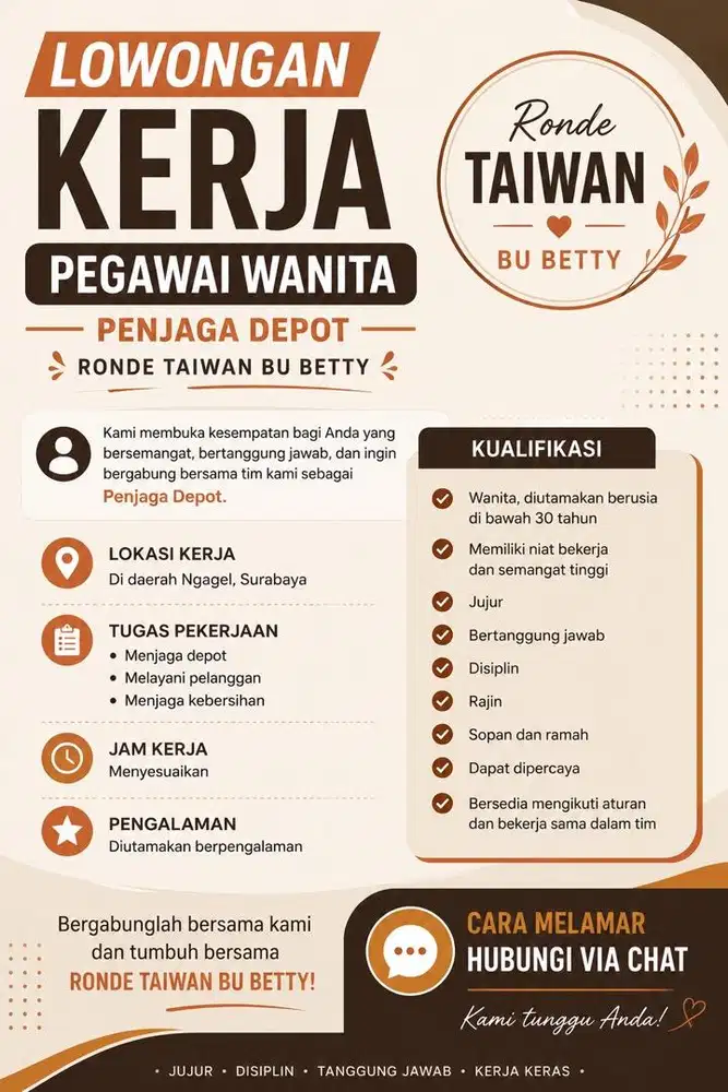 LOWONGAN PEGAWAI WANITA DEPOT