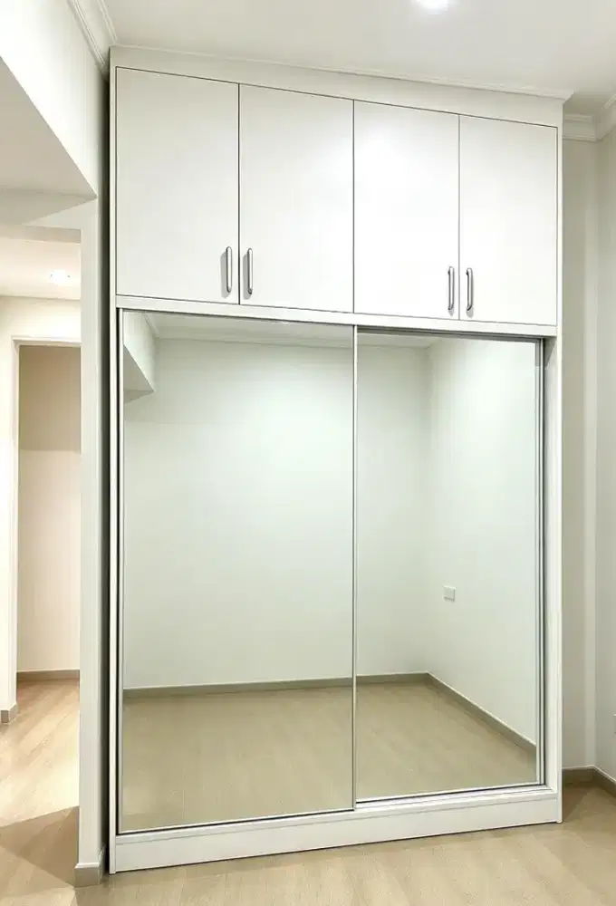 Lemari pakaian sliding kabinet pul cermin