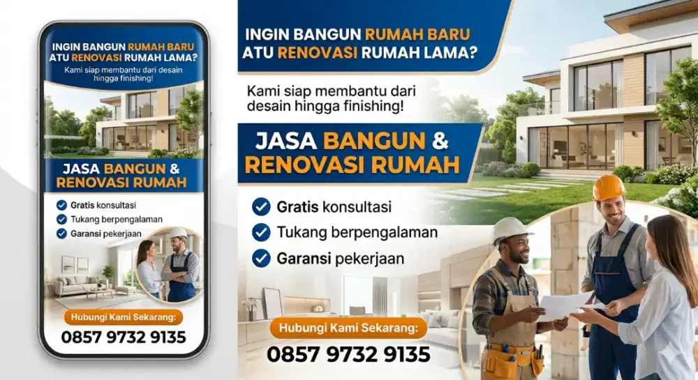 Bangun Rumah 1 & 2 Lantai FREE Desain + RAB Lengkap