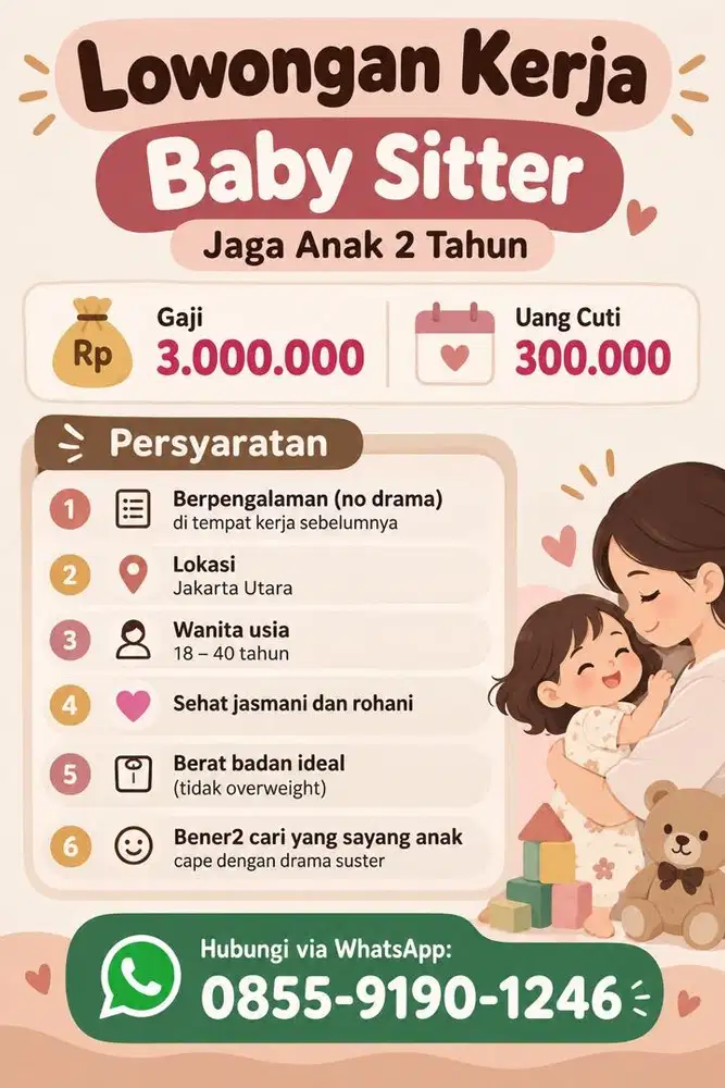 Lowongan baby sitter jaga anak