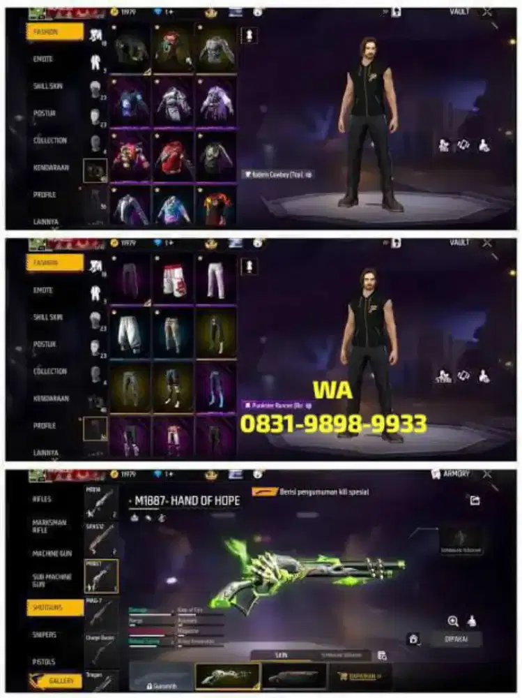 JuaL Akun FF spek sultan gg idaman Aman dan Tepercaya real 100% Asli