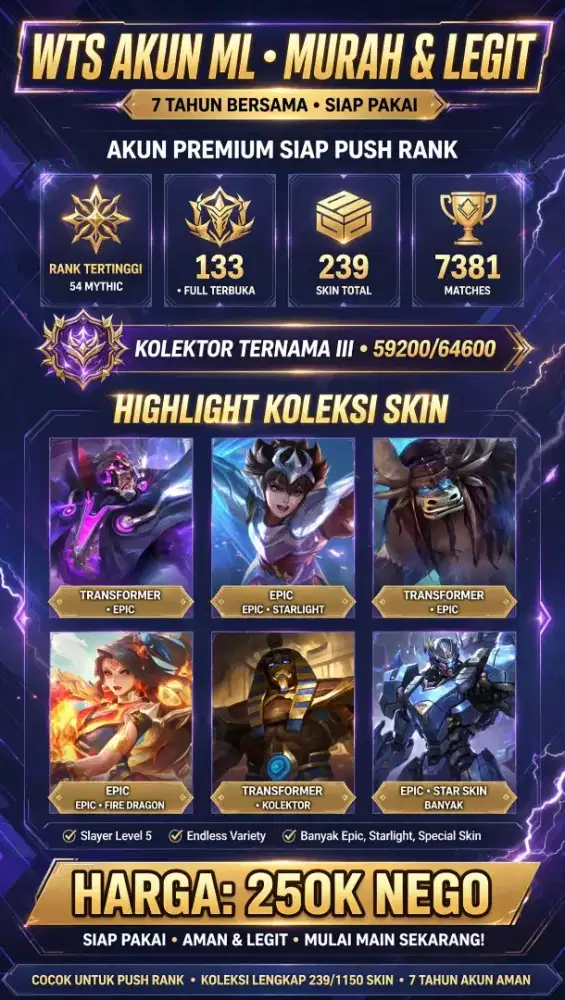 Akun game ml siap pakai