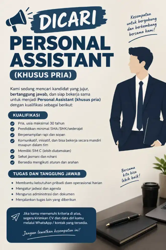 Dicari personal assistant khusus pria