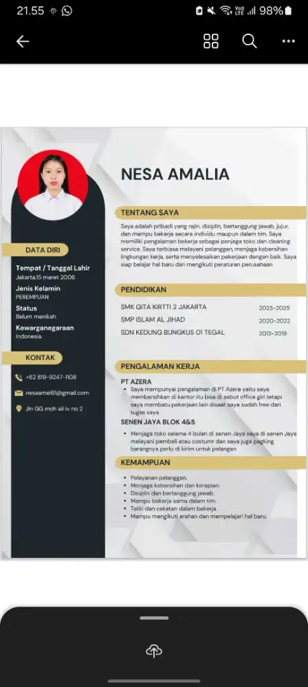 yu yg cari karyawan toko atau cleaning servis bisa hubungi saya
