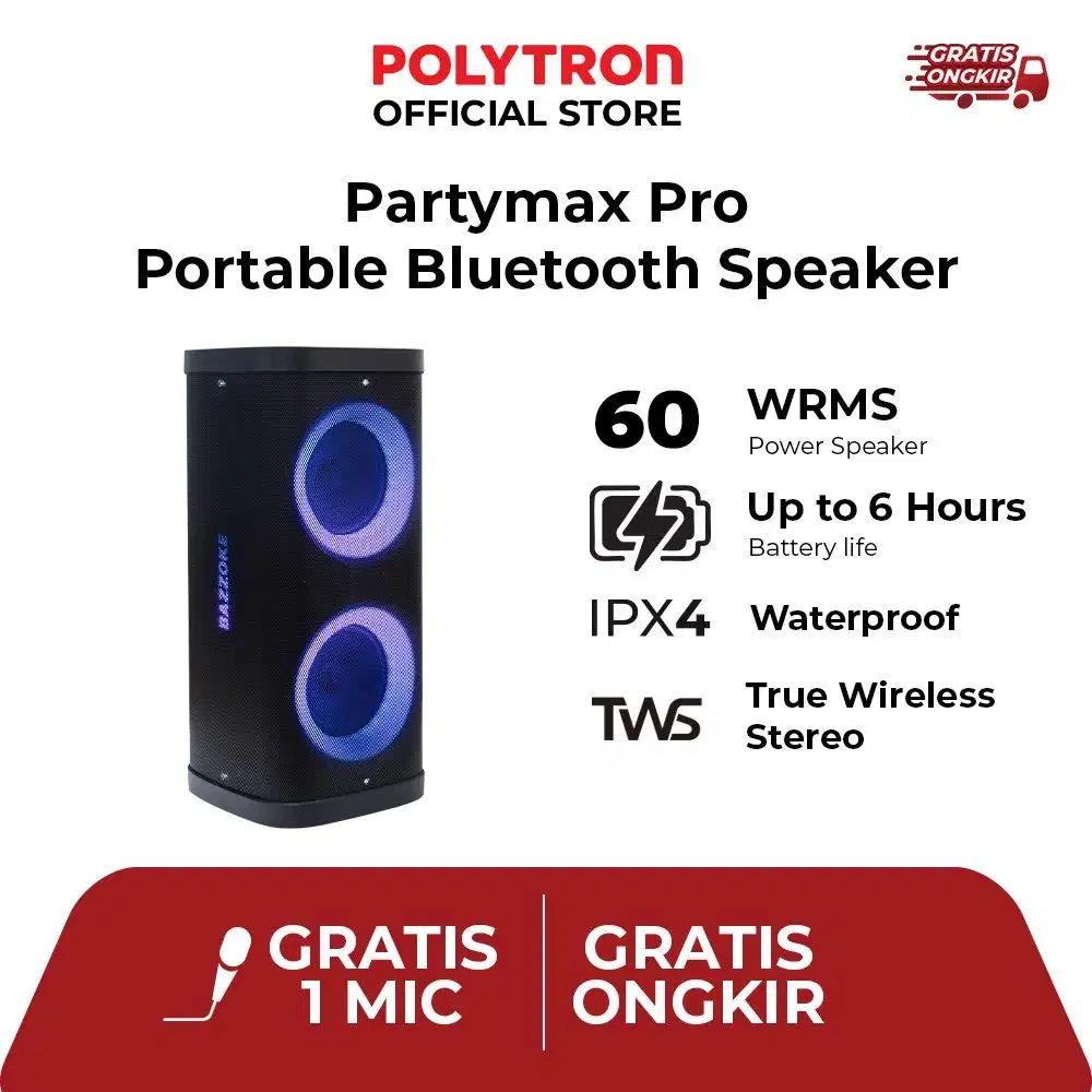 New Active Party Bluetooth Speaker Portable POLYTRON Superbass